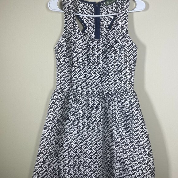 Maude Other - Maude Youth Girls Sleeveless Navy & White Geometric Print Fit & Flare Dress L